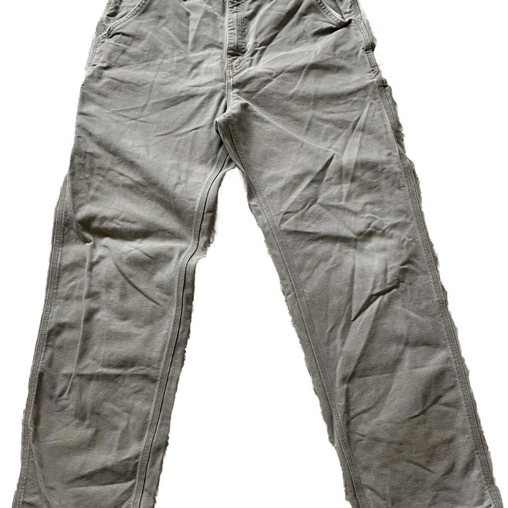 Carhartt Carpenter Pants Mens Relaxed Fit Multi Pocket 36X34 Beige 100% Cotton